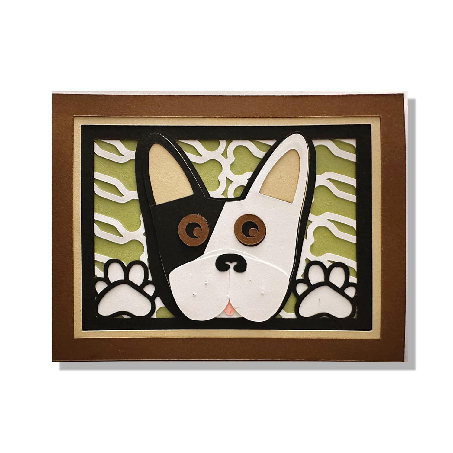 Black and White French Bulldog Layered Greeting Card