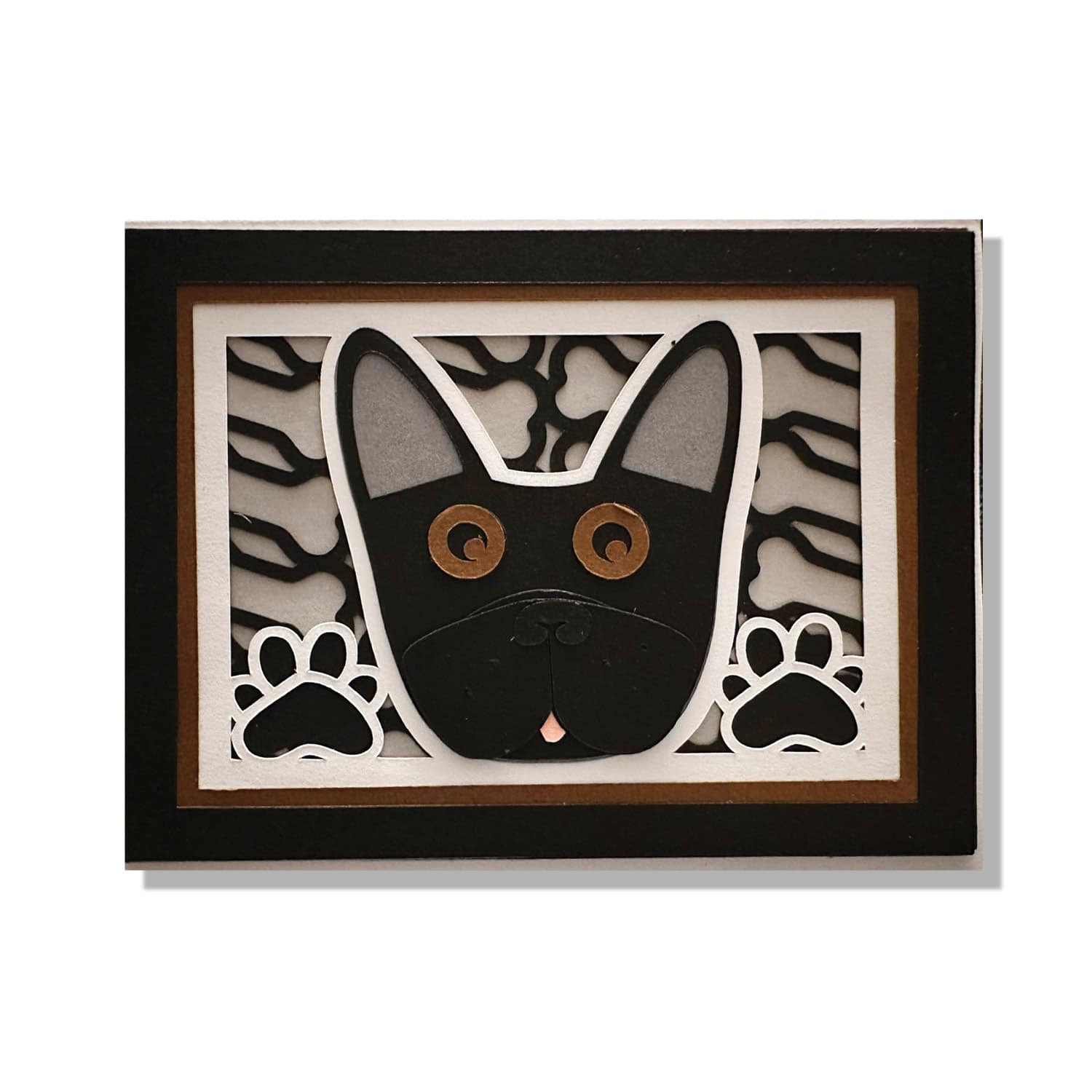 Black French Bulldog Layered Greeting Card