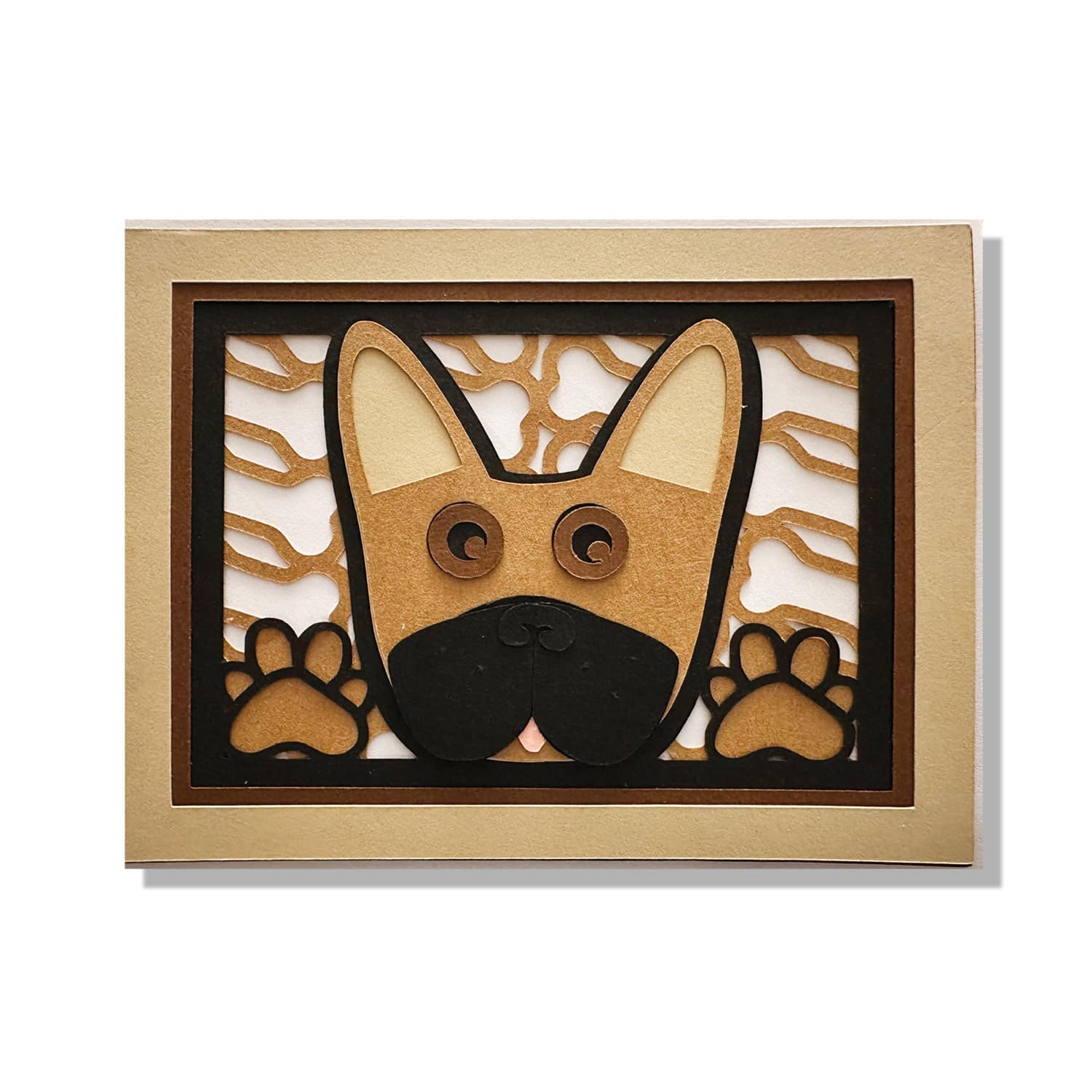 Brown French Bulldog Layered Greeting Card