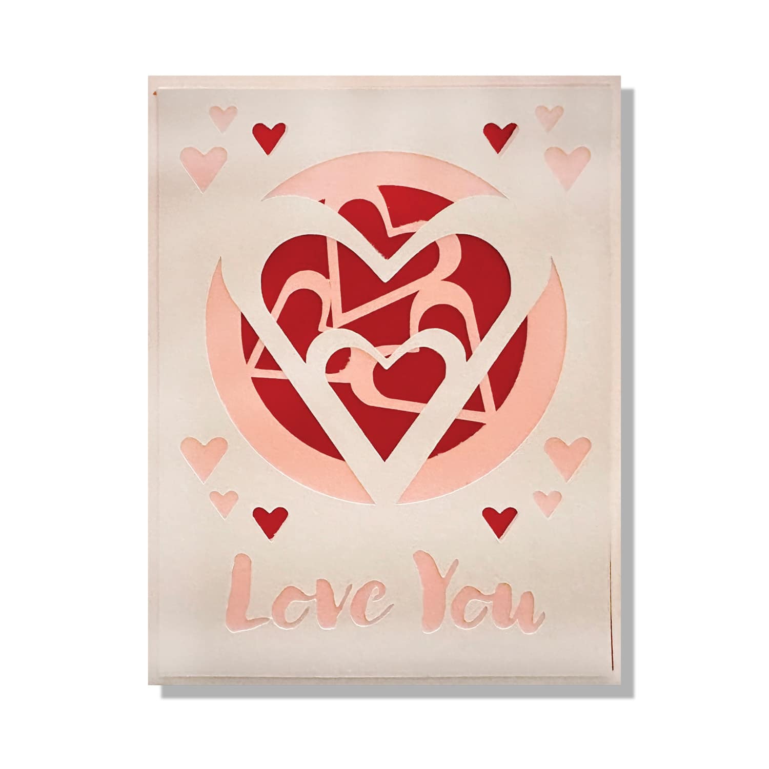 Love You Hearts Layered Greeting Card