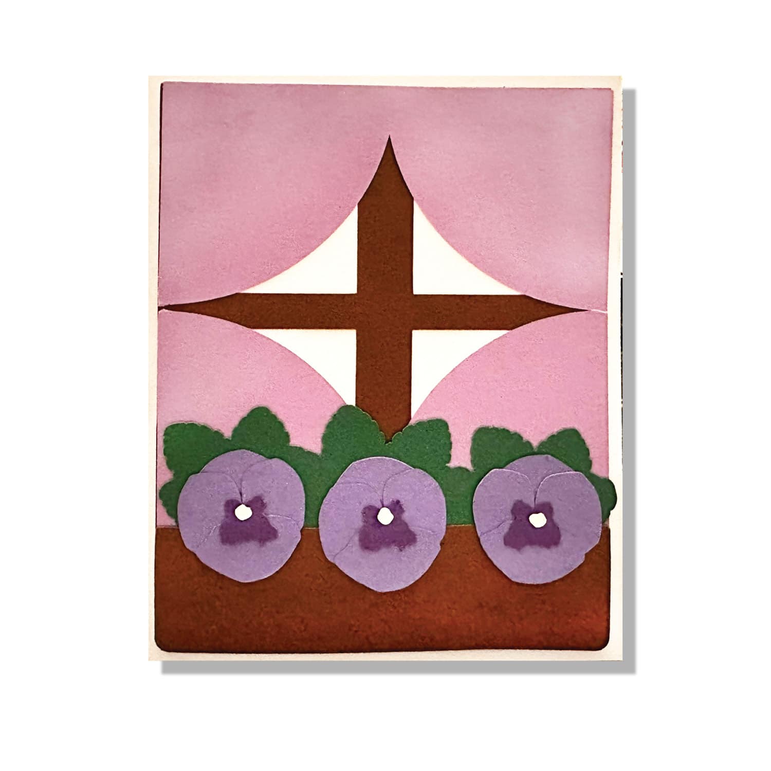 Pansy Flower Window Box Layered Greeting Card