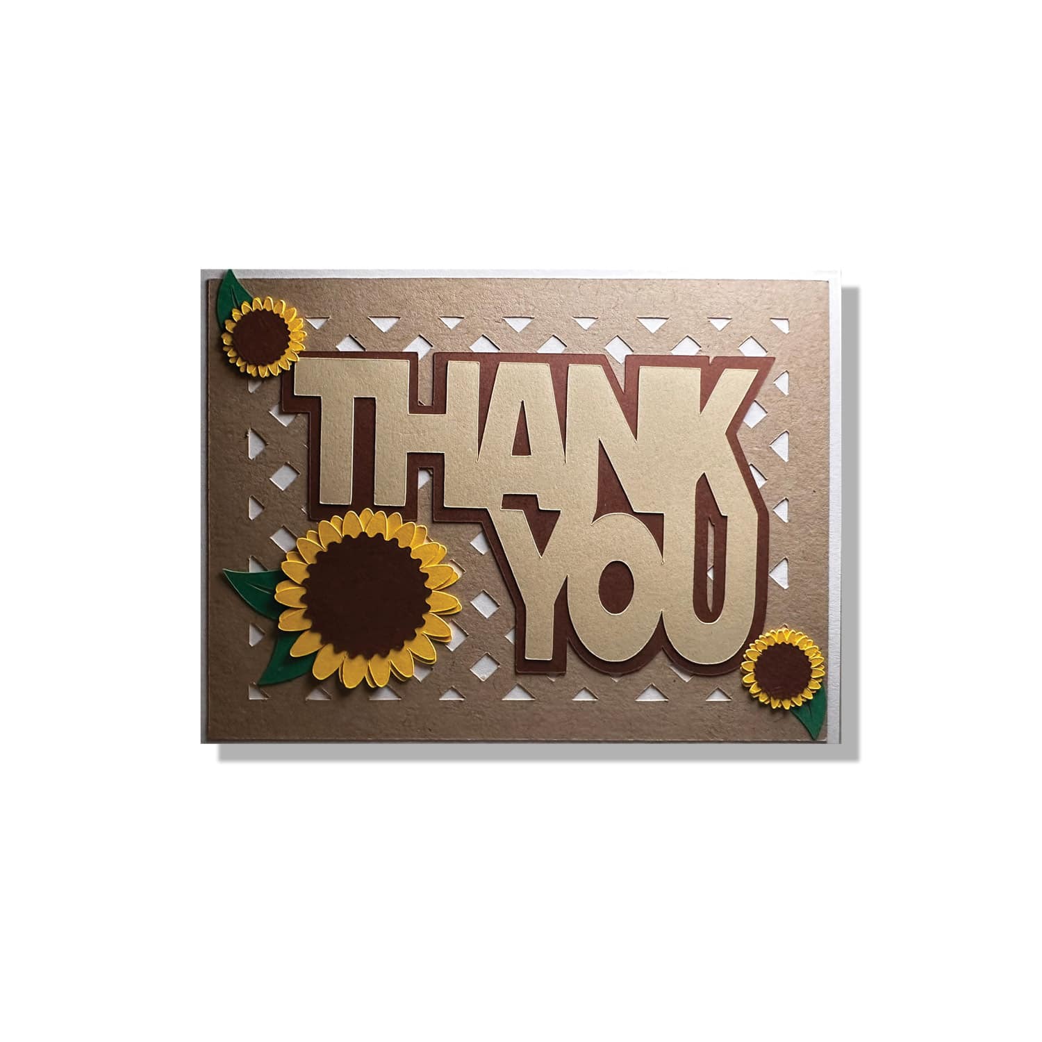 Sunflower and Lattice Thank You Layered Greeting Card