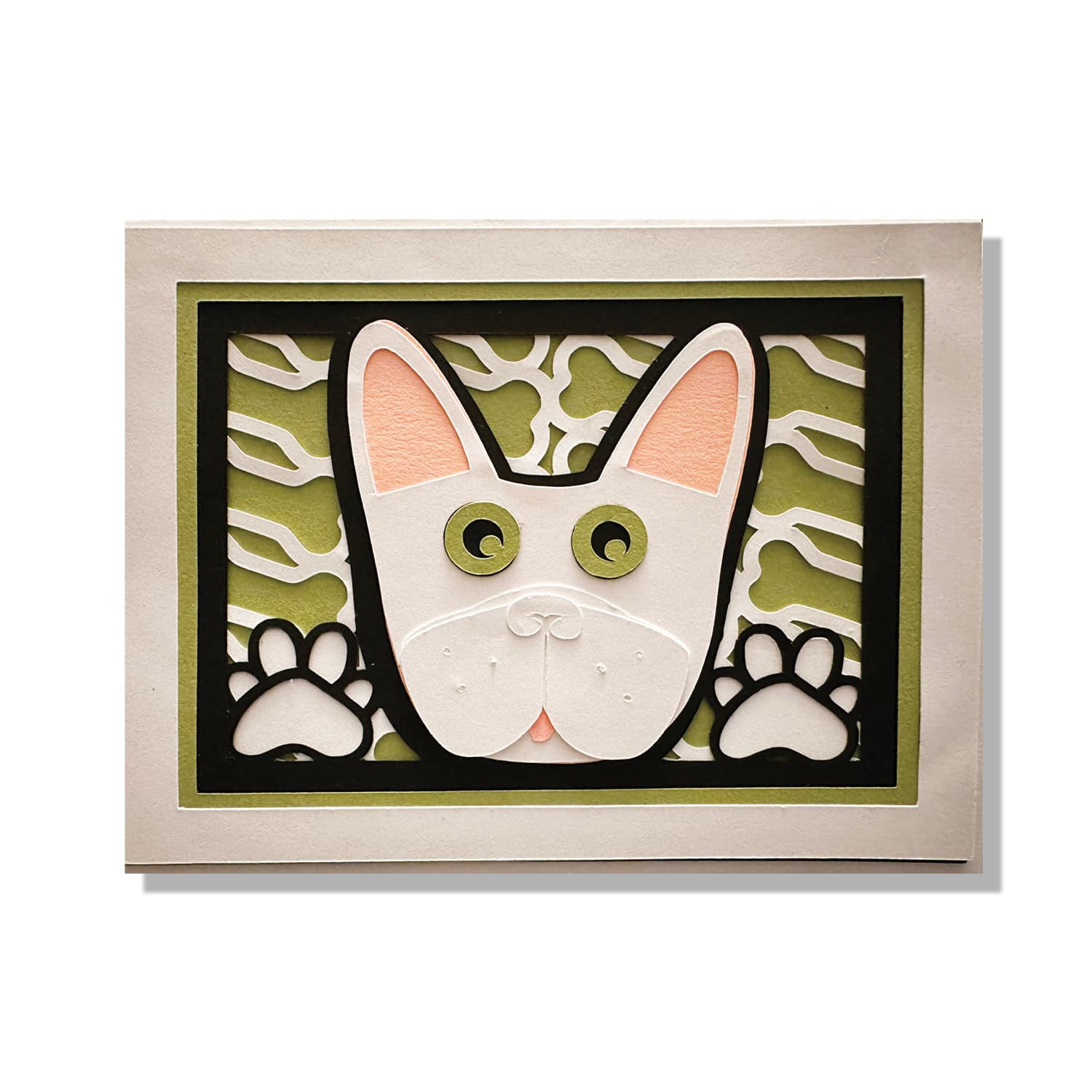 White French Bulldog Layered Greeting Card