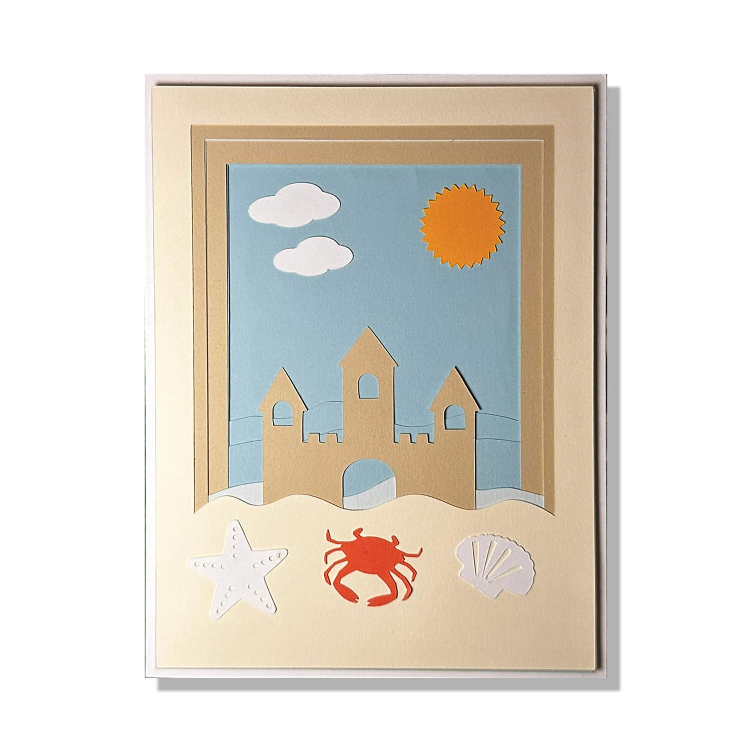 Sandcastle Beach Scene Layered Greeting Card