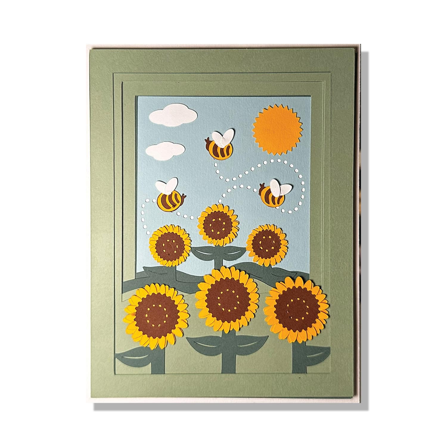 Bees and Sunflowers Layered Greeting Card