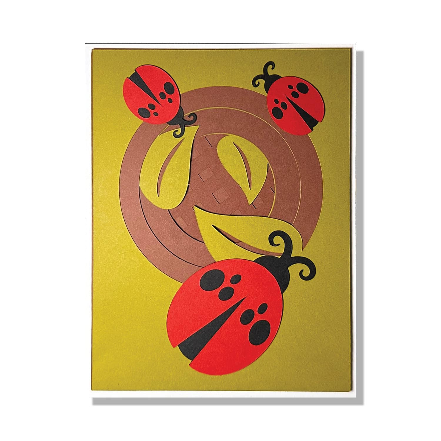Ladybug Leaf Layered Greeting Card