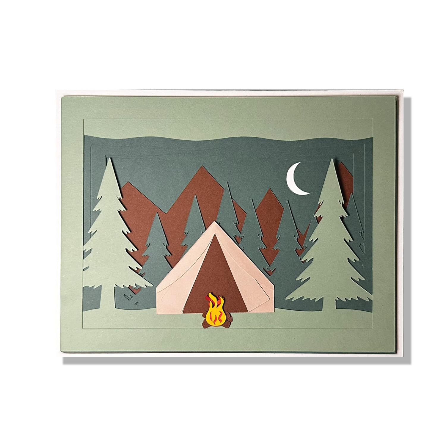 Night Tent Camping Layered Greeting Card
