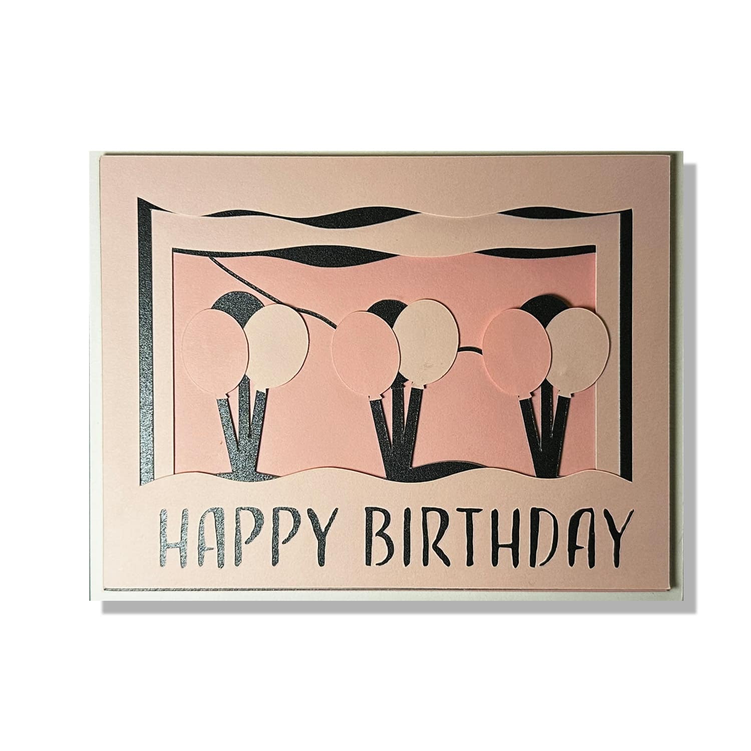 Balloon Waves Happy Birthday Layered Greeting Card