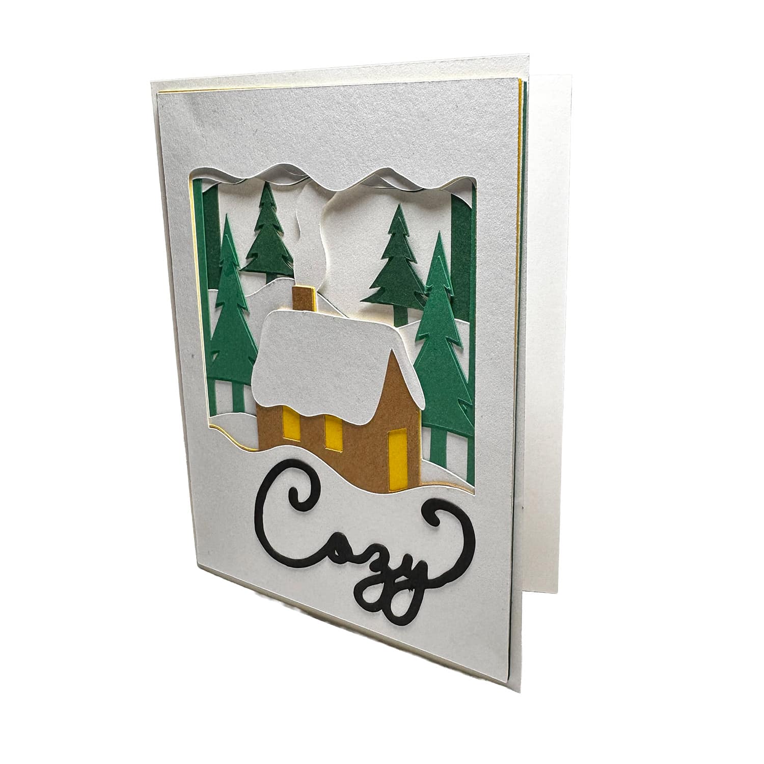 Cozy Winter Cabin Layered Card