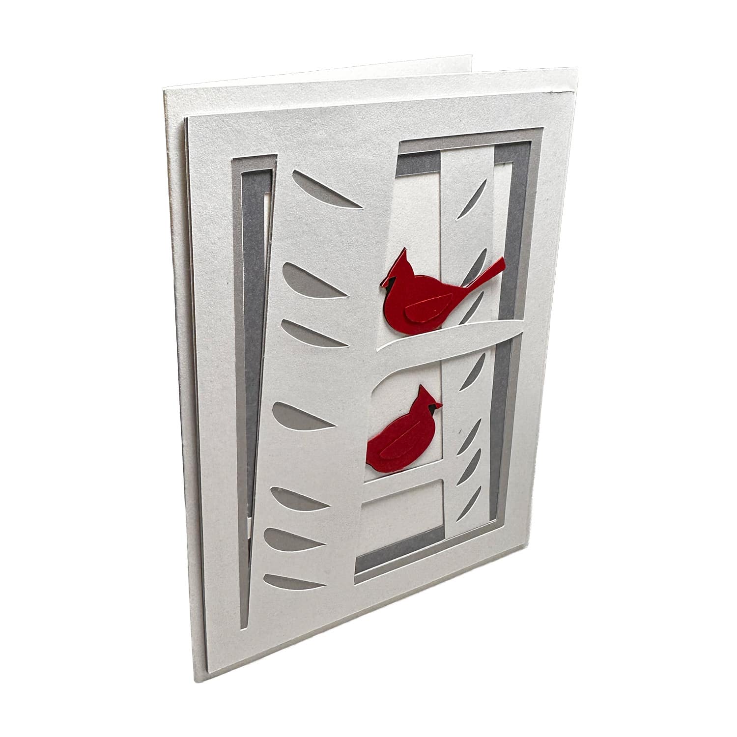 Cardinals in Birch Trees Layered Card