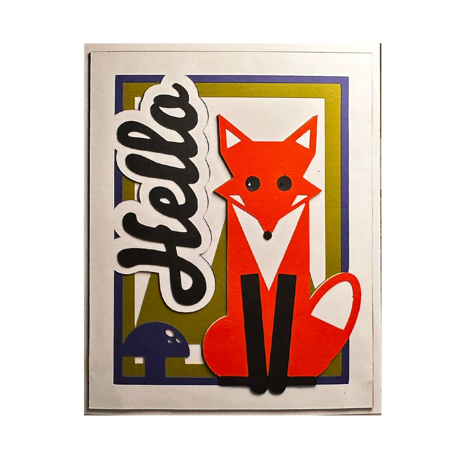 Fox with Forest Mushroom Layered Greeting Card